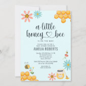 Eine kleine Honigbiene ist auf dem Weg zur Babydus Einladung (Vorderseite)