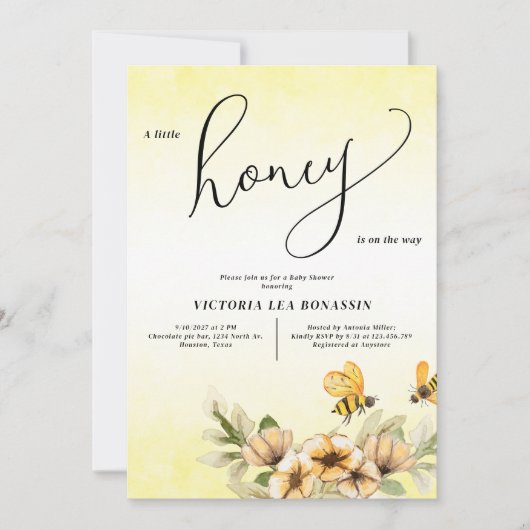 Eine kleine Honigbiene Kinderdusche Einladung (Vorderseite)