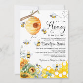 Eine kleine Honigbiene Sonnenblumendusche Einladung (Vorderseite)