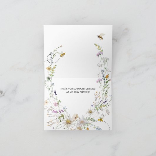 Eine kleine Honigbiene-Wildblume-Kinderdusche gekl Dankeskarte (Innenseite)