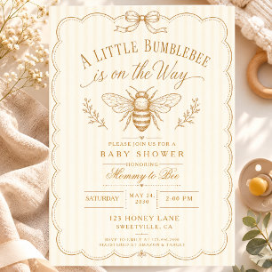 Eine kleine Hummel-Baby-Party-Mommy-Bee-Vintage Einladung