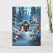 Eine kleine Hütte im Wald | Weihnachten Karte (Vorderseite)