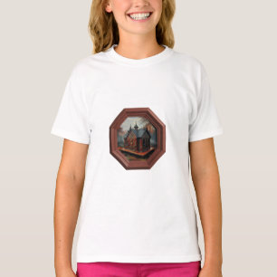 Eine kleine Hütte steht auf einer Plattform in ein T-Shirt
