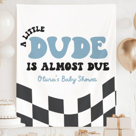Eine kleine Kerl ist fast fällig Baby Shower Willk Wandteppich