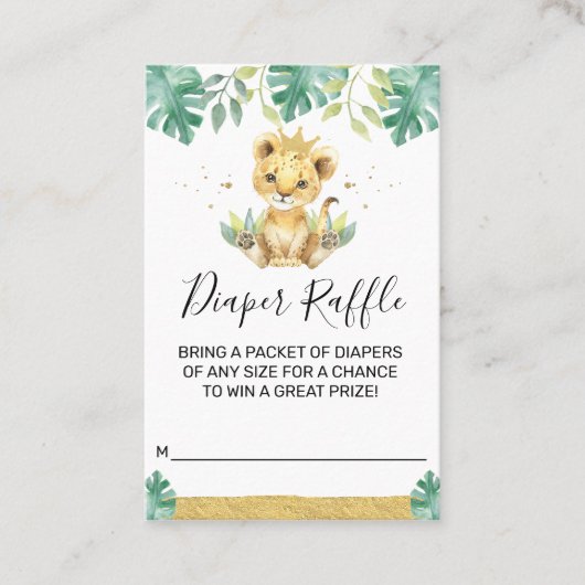 Eine kleine King Lion Crown Babydusche mit einer k Visitenkarte (Vorderseite)