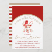 Eine kleine, kleine Babydusche, eine rote und beig Einladung (Vorne/Hinten)