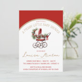 Eine kleine, kleine Babydusche, eine rote und beig Einladung (Stehend Vorderseite)