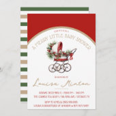 Eine kleine, kleine Babydusche, eine rote und beig Einladung (Vorne/Hinten)