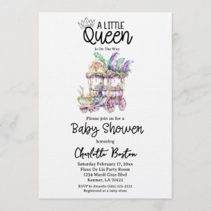 Eine kleine Königin Mardi Gras Float Baby Shower Einladung