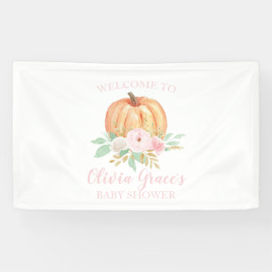Eine kleine Kürbis-Baby-Party mit rosa Blumen Banner