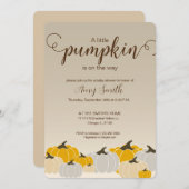 Eine kleine Kürbis-Babydusche Einladung (Vorne/Hinten)