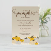 Eine kleine Kürbis-Babydusche Einladung (Stehend Vorderseite)