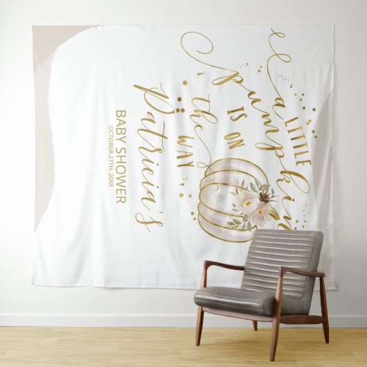 Eine kleine Kürbis-Babydusche im Hintergrund Wandteppich (Beispiel (Horizontal))