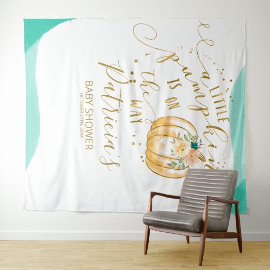 Eine kleine Kürbis-Babydusche im Hintergrund Wandteppich (Beispiel (Horizontal))