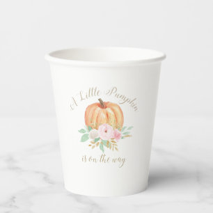 Eine kleine Kürbis-Babyparty Rosa Floral Pappbecher