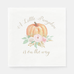 Eine kleine Kürbis-Babyparty rosa floral Serviette