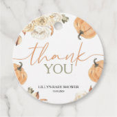 Eine kleine Kürbis-Fall-Babydusche rund Geschenkanhänger (Vorderseite)