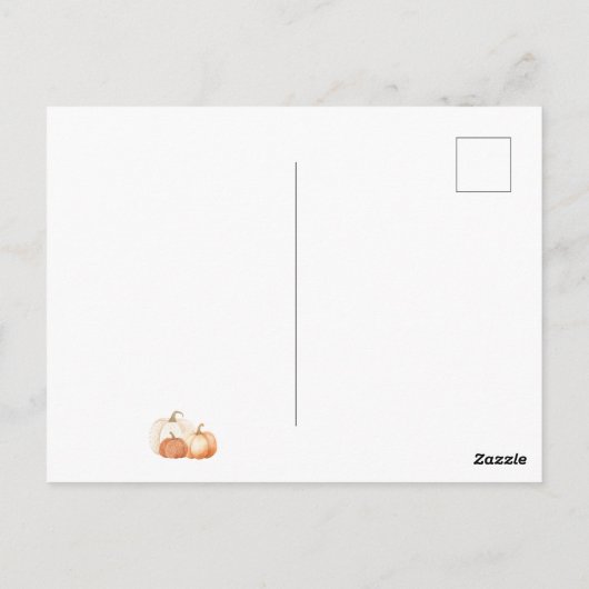 Eine kleine Kürbis-Fall-Gender-Neutral-Baby-Dusche Postkarte (Rückseite)