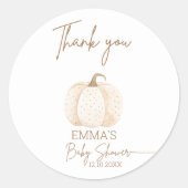 Eine kleine Kürbis-Fall-Gender-Neutral-Baby-Dusche Runder Aufkleber (Vorderseite)