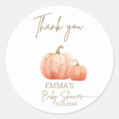 Eine kleine Kürbis-Fall-Gender-Neutral-Baby-Dusche Runder Aufkleber (Vorderseite)