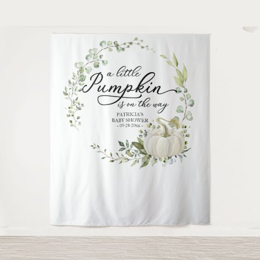 Eine kleine Kürbis-Grünpflanzen-Babydusche im Hint Wandteppich (Vorderseite)