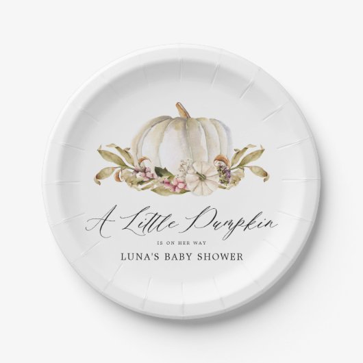 Eine kleine Kürbis ist ihre Art Baby Dusche Pappteller (Vorderseite)