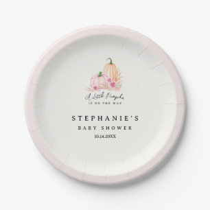 Eine kleine Kürbis-Rosa-Baby-Party Pappteller