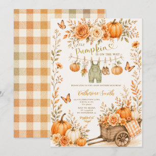 Eine kleine Kürbis-Wäscheleine Florale Babyparty Einladung