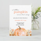 Eine kleine Kürbisbaby-Dusche - Einladung (Stehend Vorderseite)