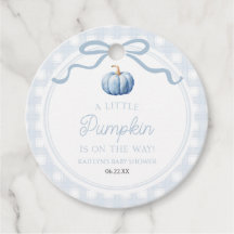 Eine kleine Kürbisblaue Schleife Herbst-Baby-Party