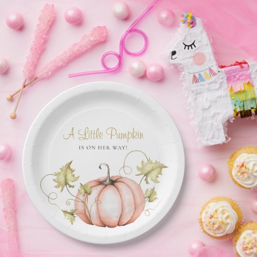 Eine kleine Kürbiskinderdusche Wasserfarbe Pappteller (Party)