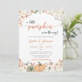 Eine kleine Kürbiskuhldusche im Herbst florale Bab Einladung (Stehend Vorderseite)