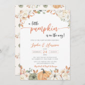 Eine kleine Kürbiskuhldusche im Herbst florale Bab Einladung (Vorne/Hinten)