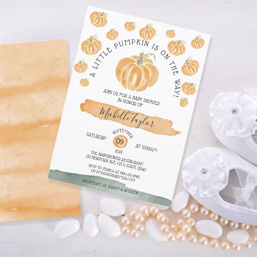 Eine kleine Kürbiskuhldusche im Herbst florale Bab Einladung