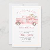 Eine kleine Kürbispuppe Dusche Pink Truck Einladun Einladung (Vorderseite)