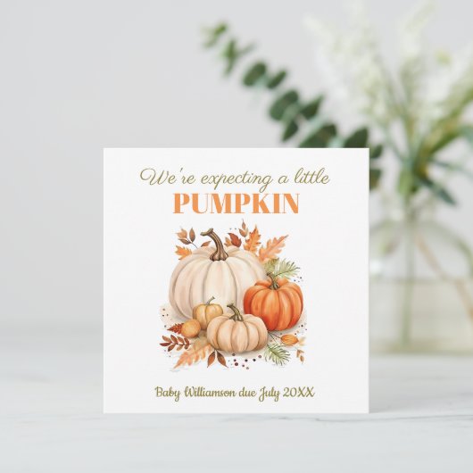 Eine kleine Kürbisschwangerschaft erwarten Ankündigung (Stehend Vorderseite)