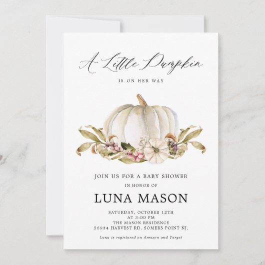 Eine kleine Kürinin ist ihre Art Baby Dusche Einla Einladung (Vorderseite)