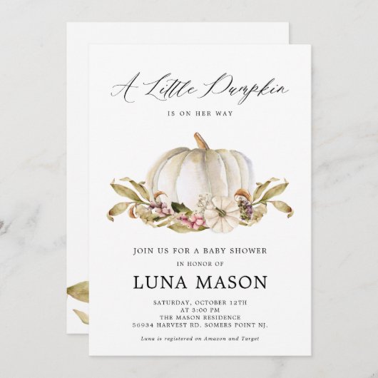 Eine kleine Kürinin ist ihre Art Baby Dusche Einla Einladung (Vorne/Hinten)