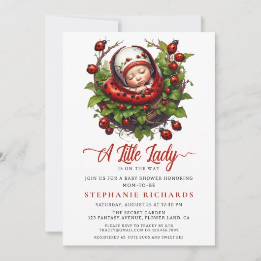 Eine kleine Ladybug Babydusche Einladung (Vorderseite)