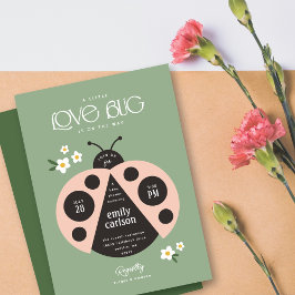 Eine kleine Liebe Bug Sage Green Baby Girl Dusche Einladung