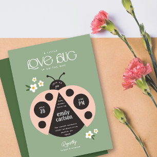Eine kleine Liebe Bug Sage Green Baby Girl Dusche Einladung