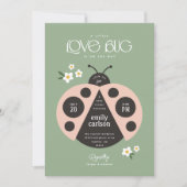 Eine kleine Liebe Bug Sage Green Baby Girl Dusche Einladung (Vorderseite)