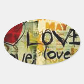 Eine kleine Liebe Graffiti Ovaler Aufkleber (Vorderseite)