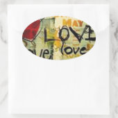 Eine kleine Liebe Graffiti Ovaler Aufkleber (Tasche)