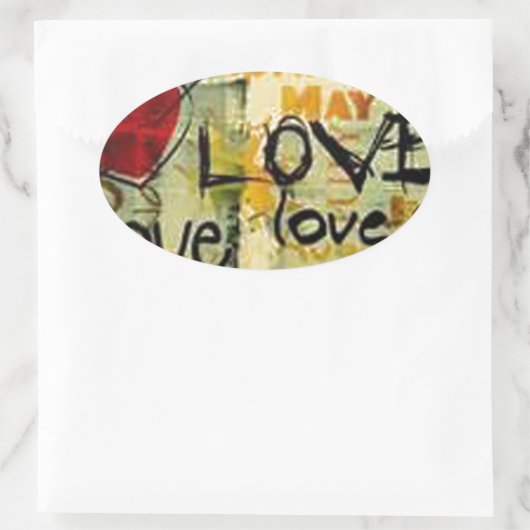 Eine kleine Liebe Graffiti Ovaler Aufkleber (Tasche)