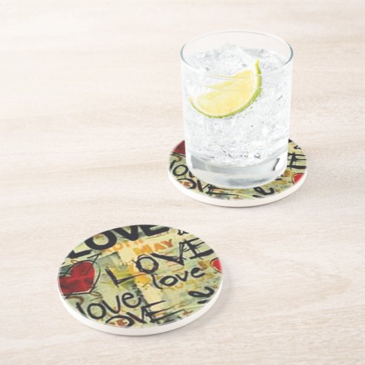 Eine kleine Liebe Graffiti Sandstein Untersetzer (Seite)