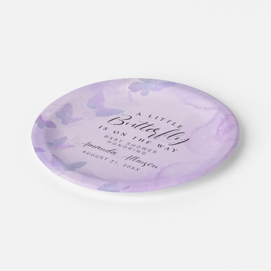 Eine kleine Lila Babydusche Pappteller (Schrägansicht)