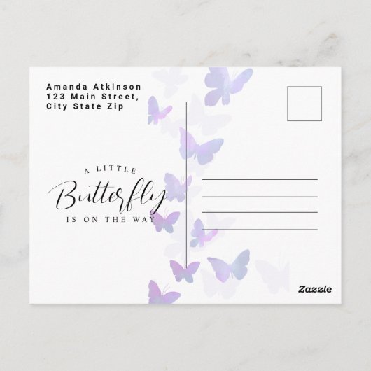 Eine kleine Lila Babydusche Postkarte (Rückseite)