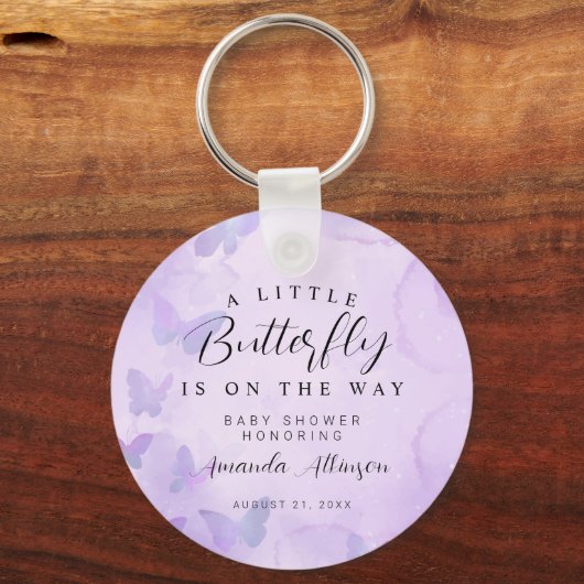 Eine kleine Lila Babydusche Schlüsselanhänger (Vorderseite)