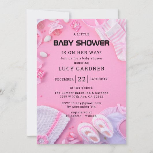 Eine kleine Mädchendusche Einladung (Vorderseite)